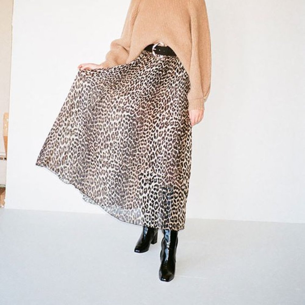 Ganni Leopard Maxi Skirt / Size 36
